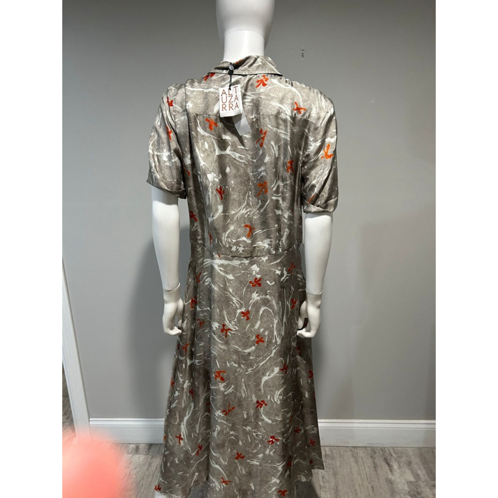 Altuzarra Kierra Gray and Orange Printed Midi Dress Size 10 (42) *** no belt - Picture 9 of 13